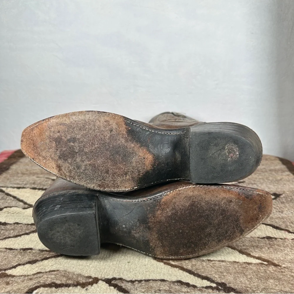 Lucchese Savannah dark Brown Western Boots cowboy cowgirl pointed toe leather - Picture 8 of 14